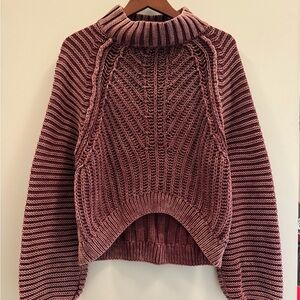 Free People Maroon Cowl Neck Sweater